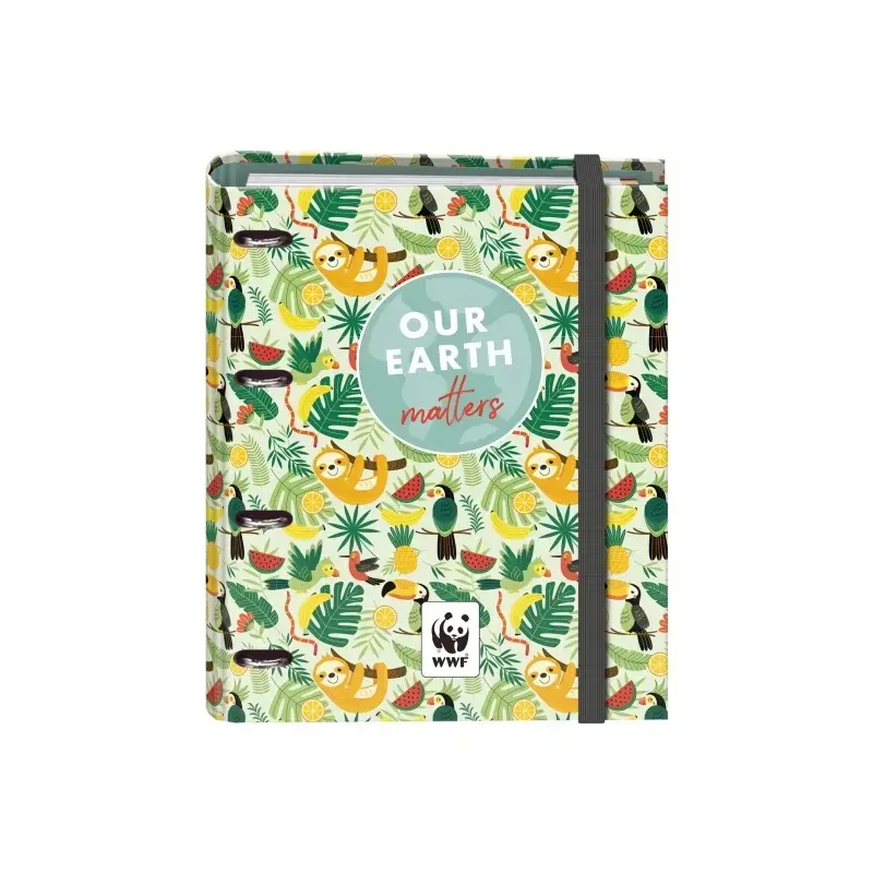 Dohe WWF Tropic Carpeta de 4 Anillas Mixtas de 35mm con Recambio de 100 Hojas - Formato Folio - Cierre con Goma - Incluye 4 Sepa