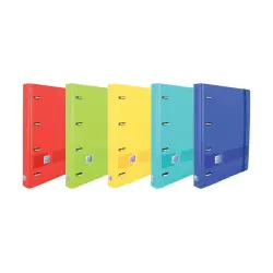 Oxford Europeanbinder Live & Go Carpeta de 4 Anillas Formato A4+ con Recambio Cuadriculado 5x5mm y 4 Taladros - Tapa de Plastico