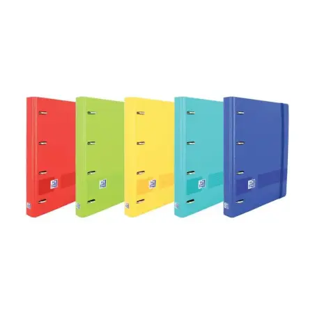 Oxford Europeanbinder Live & Go Carpeta de 4 Anillas Formato A4+ con Recambio Cuadriculado 5x5mm y 4 Taladros - Tapa de Plastico