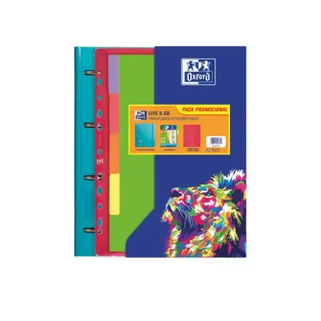 Oxford Live & Go Carpeta Europeanbinder A4+ con Recambio Cuadricula 5x5 + Separadores + Sobre Multitaladro - Ideal para Organiza