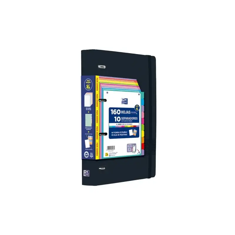 Oxford Europeanbinder Live & Go XL Pack con Carpeta A4+ con Recambio de 160 Hojas Cuadricula 5x5 + 10 Separadores de Plastico +