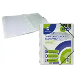 Bismark Carpeta Espiral con 30 Fundas Transparentes A4 - Polipropileno - Portada Personalizable - Espiral Plastica Indeformable