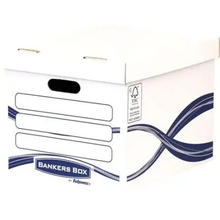 Fellowes Bankers Box Basic Contenedor de Archivos - Montaje Manual - Carton Reciclado Certificacion FSC | Ahorro Imprimiendo