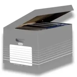 Elba Contenedor de Archivo - Montaje Automatico - Tapa Integrada - Color Gris | Ahorro Imprimiendo