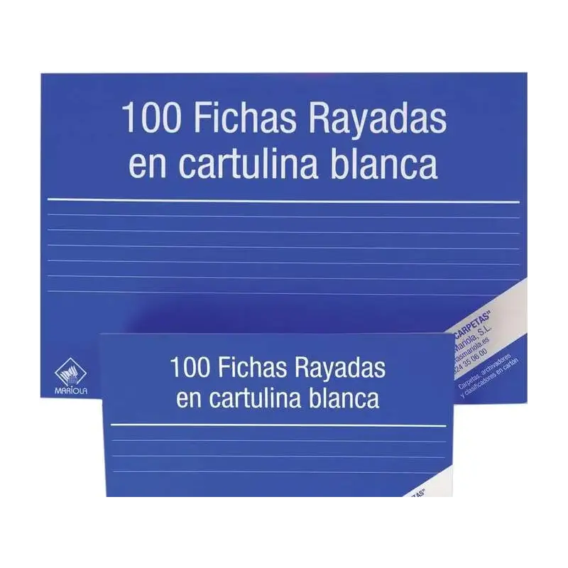 Mariola Pack de 100 Fichas Rayadas Nº2 para Fichero - Medidas 125x75mm - Color Blanco | Ahorro Imprimiendo