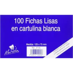 Mariola Pack de 100 Fichas Lisas Nº2 para Fichero - Medidas 125x75mm - Color Blanco | Ahorro Imprimiendo
