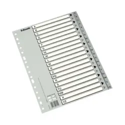 Esselte Indice Abecedario de Plastico con Caratula Indice A4 - Tipo A-Z - Cartulina Indice: Carton Blanco y Negro Gris - Color G