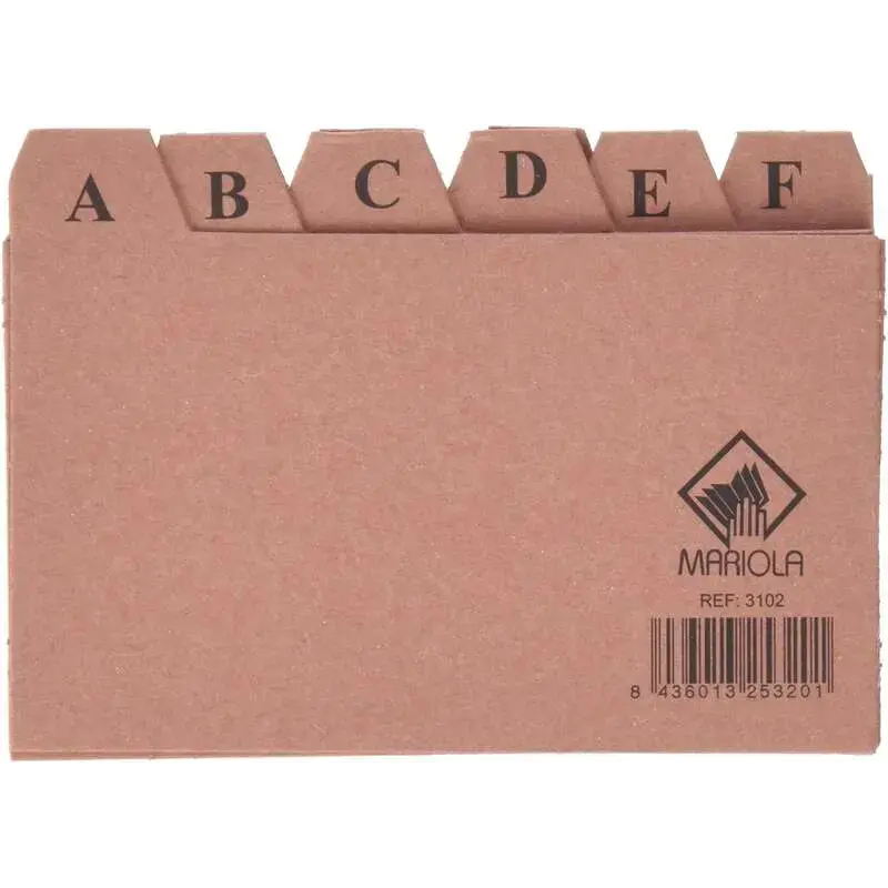 Mariola Indice A-Z Nº2 para Fichero - Medidas 125x75mm - Color Marron | Ahorro Imprimiendo