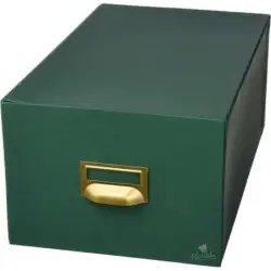 Mariola Fichero Carton Forrado en Geltex Nº4 para 500 Fichas - Medidas 220x155x250mm - Resistente y Duradero - Color Verde | Aho