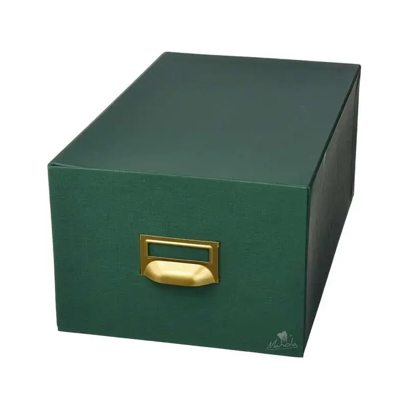 Mariola Fichero Carton Forrado en Geltex Nº4 para 500 Fichas - Medidas 220x155x250mm - Resistente y Duradero - Color Verde | Aho