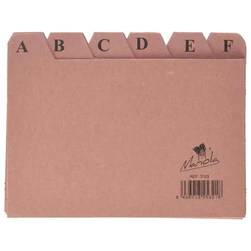 Mariola Indice A-Z Nº3 para Fichero - Medidas 150x100mm - Color Marron | Ahorro Imprimiendo