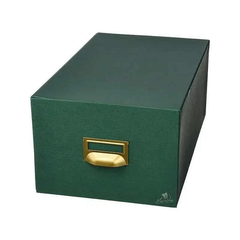 Mariola Fichero Carton Forrado en Geltex Nº5 para 500 Fichas - Medidas 250x190x250mm - Resistente y Duradero - Color Verde | Aho