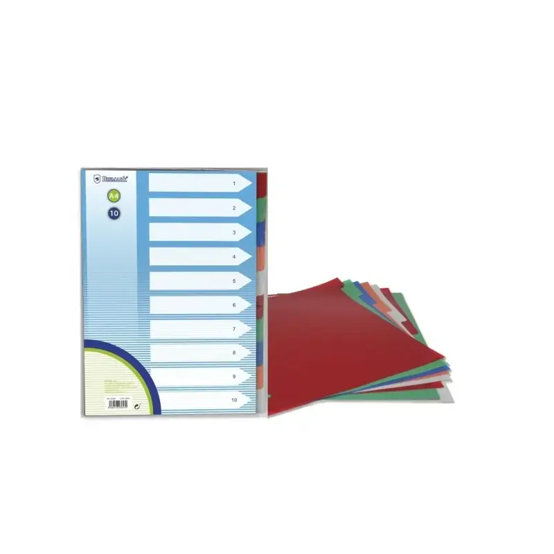 Bismark Pack de 10 Separadores de Polipropileno - Tamaño A4 - Multitaladro - Colores Surtidos | Ahorro Imprimiendo