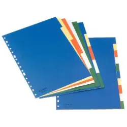 Esselte Separadores Plastico A4 con Cartulina Indice Blanco Negro - 5 Pestañas - Multitaladro - 5 Colores | Ahorro Imprimiendo