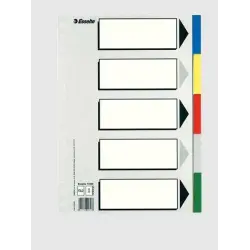 Esselte 613 Bolsa de 5 Separadores de Plastico - 5 Pestañas / 5 Colores - Multitaladro - Formato Folio | Ahorro Imprimiendo