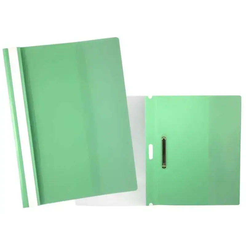 Yes Dossier con Fastener para 30 Hojas A4 - Portada Transparente, Trasera Verde - Fabricado en Polipropileno | Ahorro Imprimiend