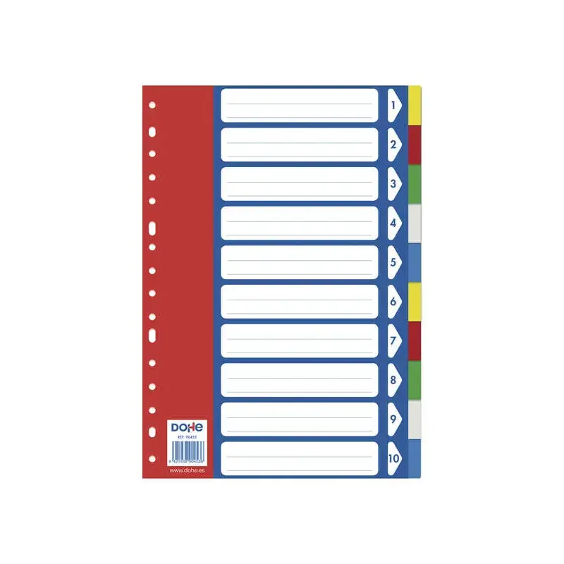 Dohe Separadores para Archivadores y Carpetas de Anillas - 120 Micras - Multitaladro de 16 Perforaciones - Bolsa Autoadhesiva In