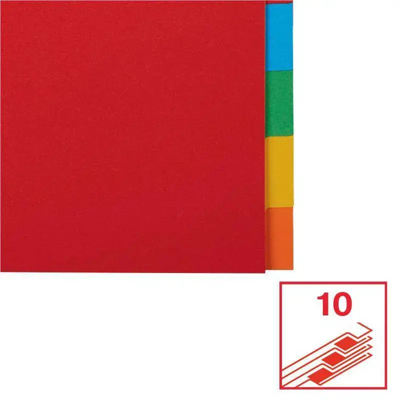 Esselte Separadores Carton A4 Multitaladro 150gr - 10 Pestañas 5 Colores - Presentacion en Bolsa Individual | Ahorro Imprimiendo