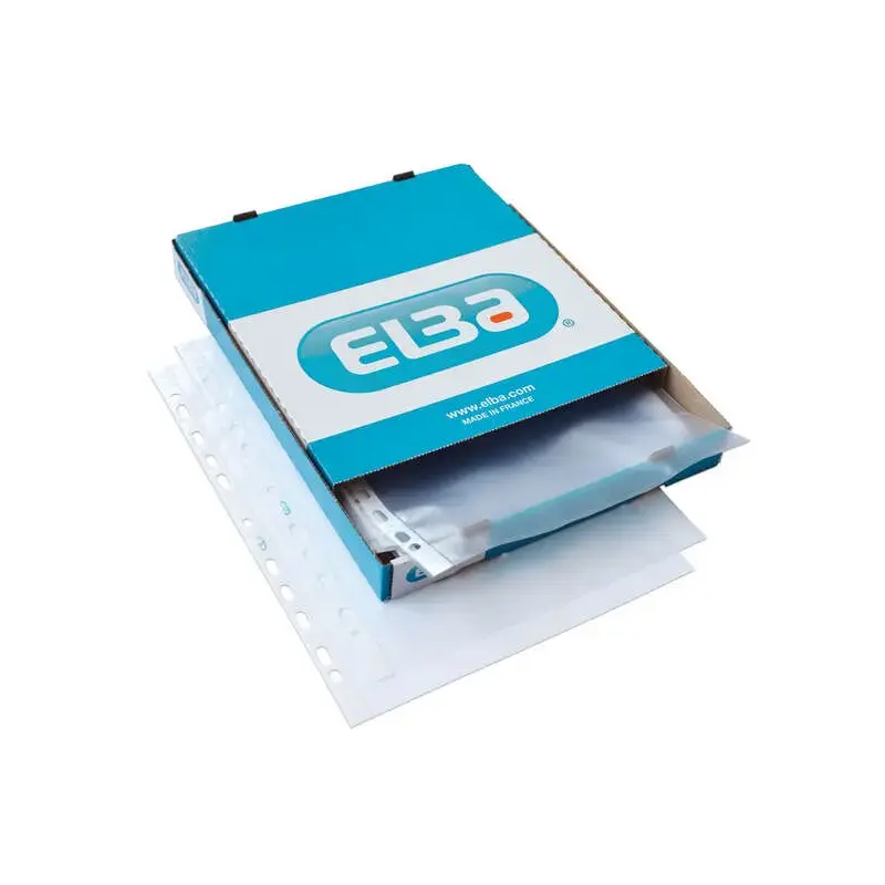 Elba Pack de 100 Fundas Multitaladro PP 90 Micras - Tamaño A4 - Acabado Piel Naranja - Transparente | Ahorro Imprimiendo