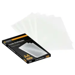 Ingraf Pack de 100 Fundas Multitaladro A4 Transparentes 70 Micras - Acabado Granulado | Ahorro Imprimiendo