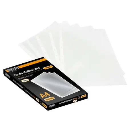 Ingraf Pack de 100 Fundas Multitaladro A4 Transparentes 70 Micras - Acabado en Cristal | Ahorro Imprimiendo