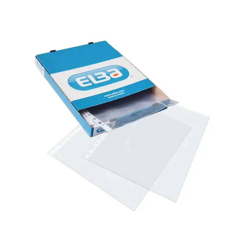 Elba Pack de 100 Fundas Multitaladro PP 70 Micras - Tamaño Folio - Acabado Cristal - Transparente | Ahorro Imprimiendo