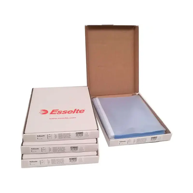 Esselte Pack de 100 Fundas Multitaladro Portadocumentos - Formato A4 - 16 Taladros - 80 Micras - Piel de Naranja - Color Transpa