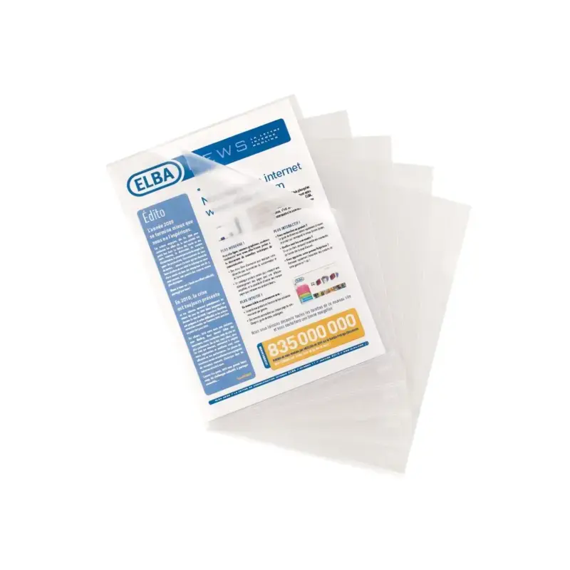 Elba Pack de 100 Dossieres Uñero Standard Folio PP 140 Μicras - Resistente y Duradero - Acabado Piel de Naranja Transparente | A