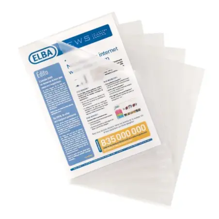 Elba Pack de 100 Dossieres Uñero Standard Folio PP 140 Μicras - Resistente y Duradero - Acabado Piel de Naranja Transparente | A