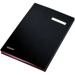 Esselte Portafirmas con 10 Separadores - Cubiertas Forradas de Plastico - Ventana Transparente en el Separador - Color Negro | A