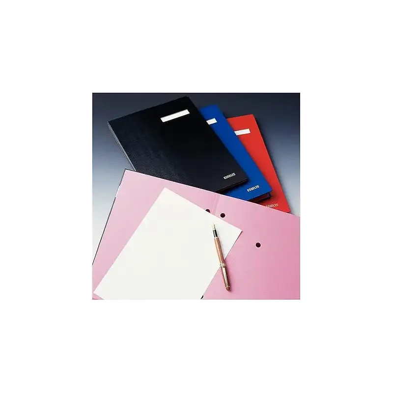 Esselte Portafirmas con 10 Separadores - Cubiertas Forradas de Plastico - Ventana Transparente en el Separador - Color Negro | A