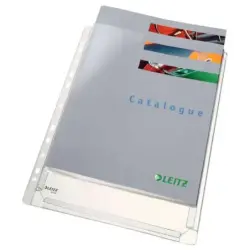 Leitz Pack de 5 Fundas Fuelle Estandar A4 PVC Liso Multitaladro-11 - Capacidad 200 Hojas - Transparente (170 Micras) | Ahorro Im