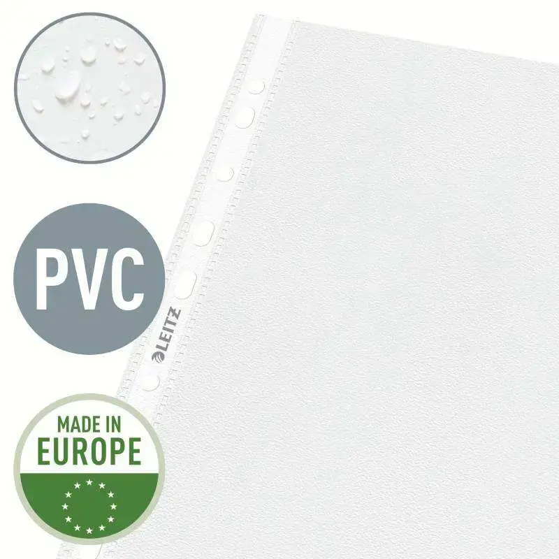Leitz Pack de 5 Fundas Fuelle Estandar A4 PVC Liso Multitaladro-11 - Capacidad 200 Hojas - Transparente (170 Micras) | Ahorro Im