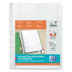Oxford Pack de 10 Fundas Multitaladro A4 con Fuelle - Gran Capacidad - Polipropileno 200µ - Acabado Cristal | Ahorro Imprimiendo