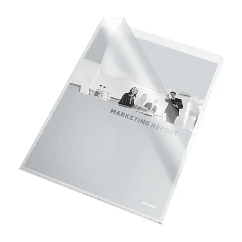 Esselte 30Q Caja de 100 Dossiers Uñero - Formato Folio - PVC Flexible - Grosor 140 Micras - Color Transparente | Ahorro Imprimie