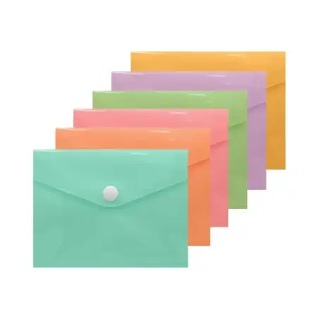 Bismark Sobre Portadocumentos A6 - Cierre de Broche - Fabricado en Polipropileno - Colores Pastel Surtidos | Ahorro Imprimiendo