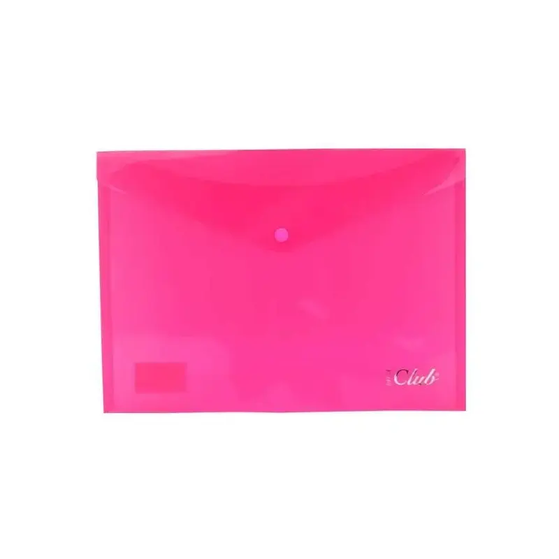 Ingraf Sobre Portadocumentos A4 - Cierre de Broche - Polipropileno Cristal Transparente - Color Rosa | Ahorro Imprimiendo