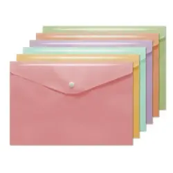 Bismark Sobre Portadocumentos A4 - Cierre de Broche - Fabricado en Polipropileno - Colores Pastel Surtidos | Ahorro Imprimiendo