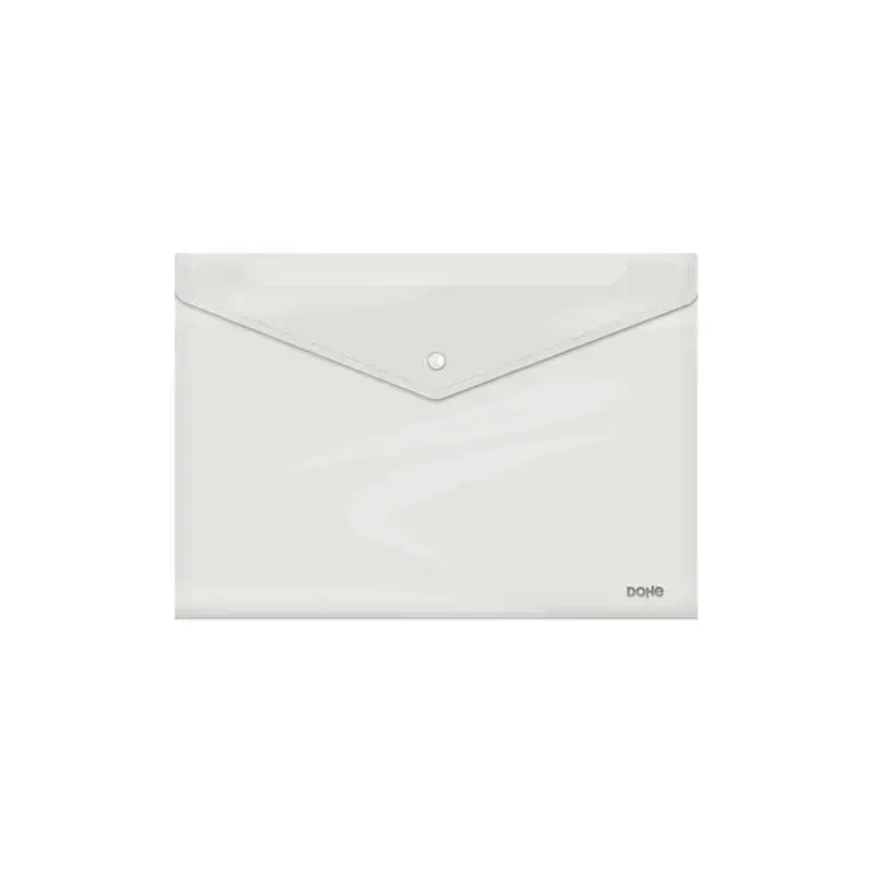 Dohe Sobre con Cierre de Broche - Tamaño Folio Plus Apaisado - Polipropileno Cristal Transparente 150 Micras - Color Transparent