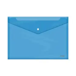 Dohe Sobre Portadocumentos Folio+ - Cierre de Broche - Polipropileno Cristal Transparente 150 Micras - Color Azul | Ahorro Impri