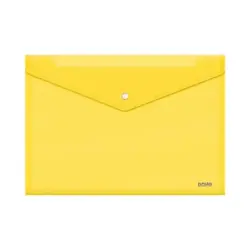 Dohe Sobre Portadocumentos Folio+ - Cierre de Broche - Polipropileno Cristal Transparente 150 Micras - Color Amarillo | Ahorro I