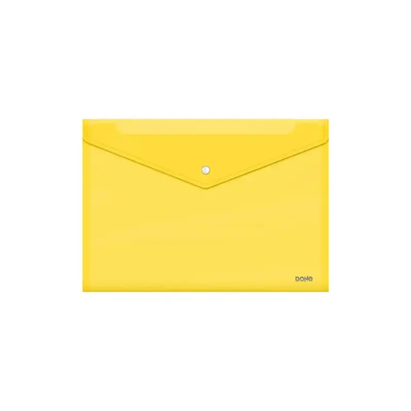 Dohe Sobre Portadocumentos Folio+ - Cierre de Broche - Polipropileno Cristal Transparente 150 Micras - Color Amarillo | Ahorro I
