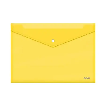 Dohe Sobre Portadocumentos Folio+ - Cierre de Broche - Polipropileno Cristal Transparente 150 Micras - Color Amarillo | Ahorro I