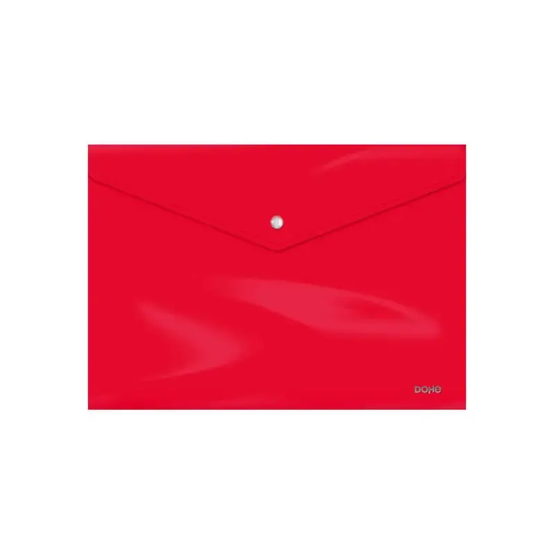 Dohe Sobre Portadocumentos Folio - Cierre de Broche - Polipropileno Cristal Opaco 200 Micras - Color Rojo | Ahorro Imprimiendo
