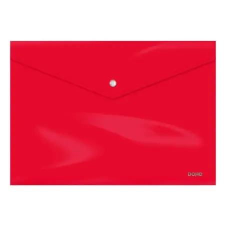 Dohe Sobre Portadocumentos Folio - Cierre de Broche - Polipropileno Cristal Opaco 200 Micras - Color Rojo | Ahorro Imprimiendo