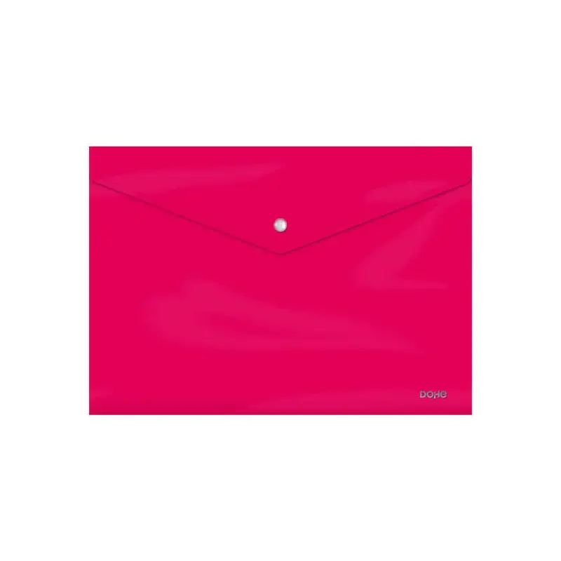 Dohe Sobre Portadocumentos Folio - Cierre de Broche - Polipropileno Cristal Opaco 200 Micras - Color Fucsia | Ahorro Imprimiendo