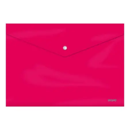 Dohe Sobre Portadocumentos Folio - Cierre de Broche - Polipropileno Cristal Opaco 200 Micras - Color Fucsia | Ahorro Imprimiendo