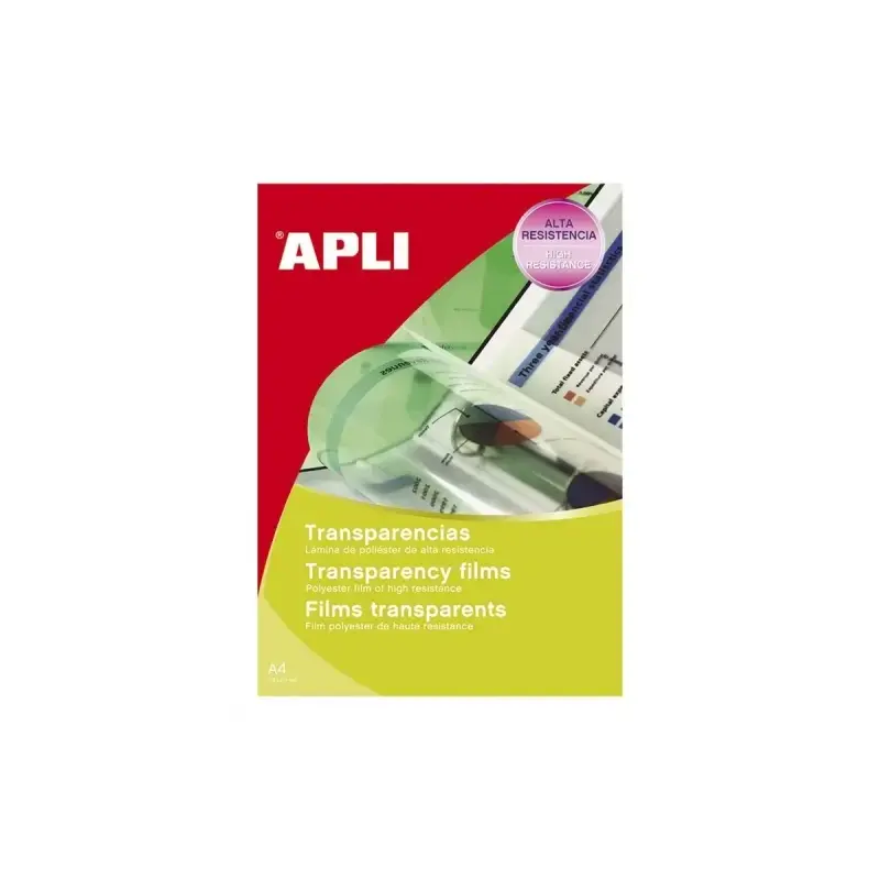Apli Pack con 100 Transparencias de Poliester A4 para Impresoras Inkjet - Alta Calidad de Reproduccion - Gran Claridad - Secado