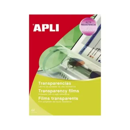 Apli Pack con 100 Transparencias de Poliester A4 para Impresoras Inkjet - Alta Calidad de Reproduccion - Gran Claridad - Secado