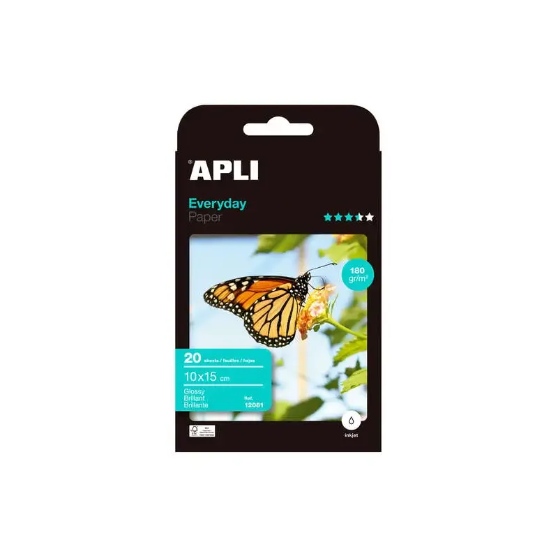 Apli Papel Fotografico Everyday 10 x 15 cm 180g 20 Hojas | Ahorro Imprimiendo